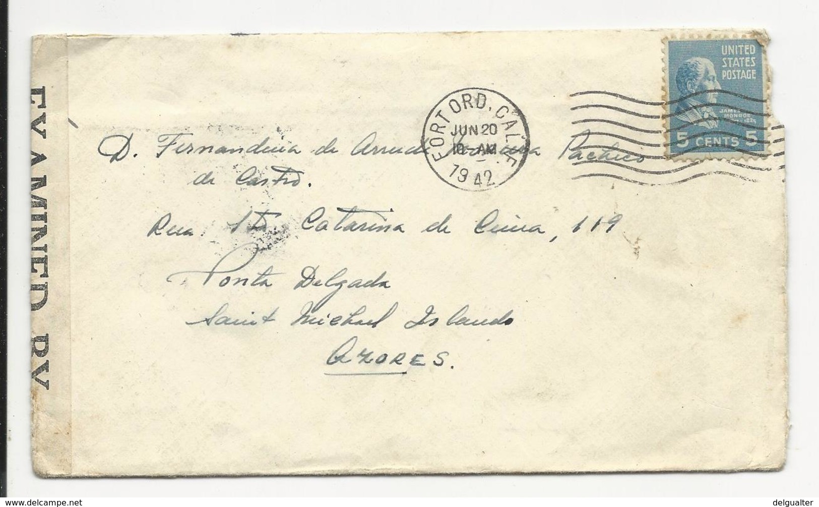 Cover - USA - Fortord - 1942 - Examined - Covers & Documents