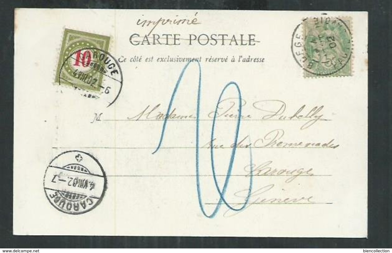 Suisse, Carte Postale Taxée à Carouge - Portomarken