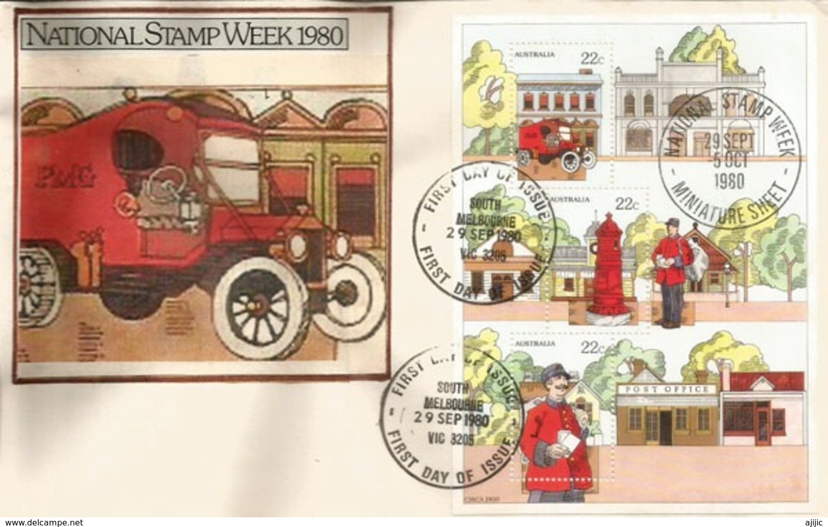 AUSTRALIE. Véhicules Postaux En 1900. Bloc-feuillet Sur Lettre FDC - Autos