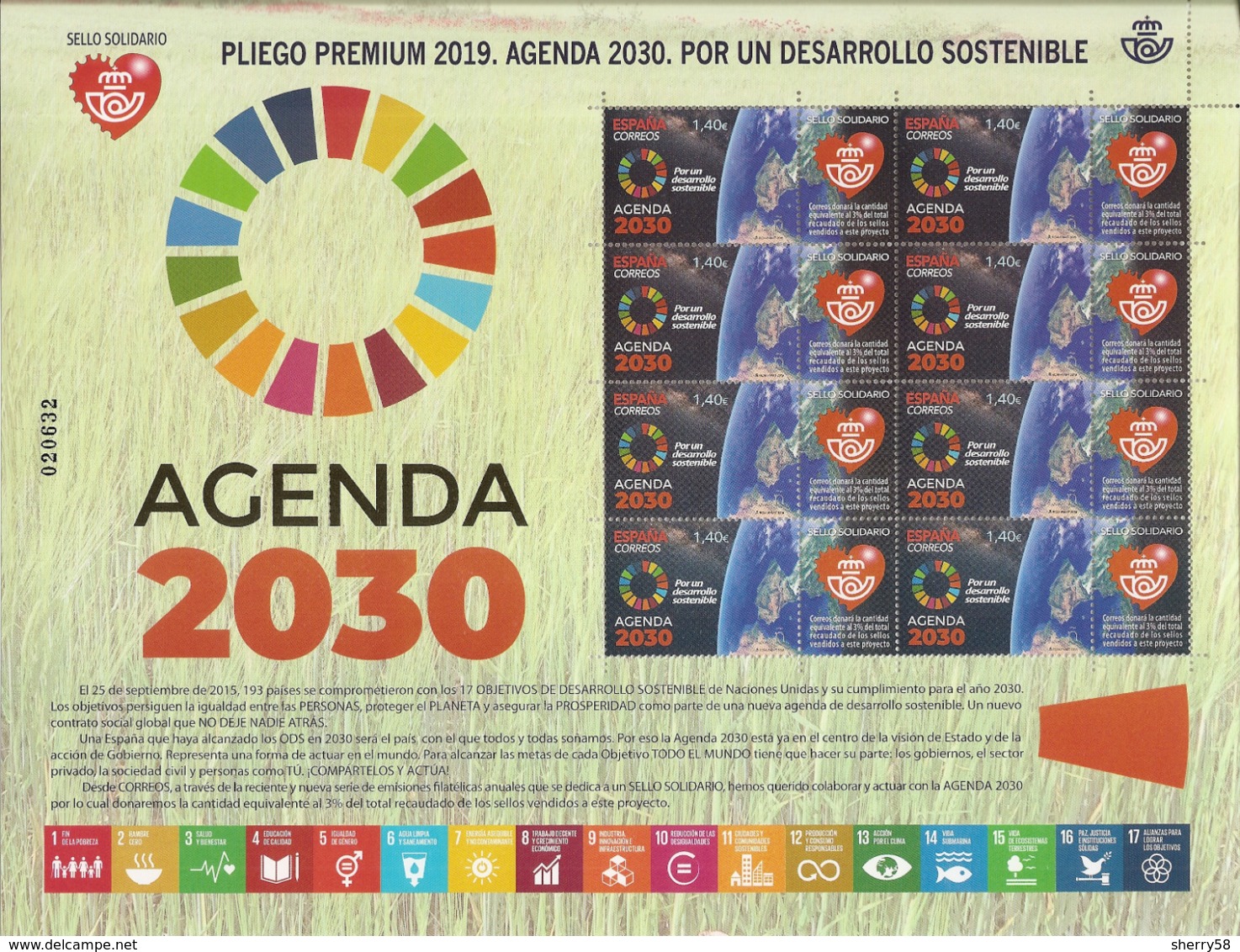 2019-ED. 5342 EN PLIEGO PREMIUM- Sello Solidario. Agenda 2030. Por Un Desarrollo Sostenible -NUEVO - Full Sheets
