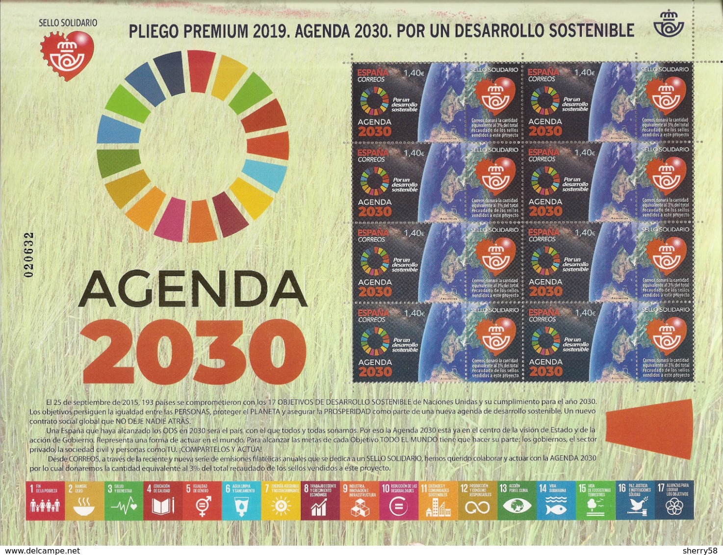 2019-ED. 5342 EN PLIEGO PREMIUM- Sello Solidario. Agenda 2030. Por Un Desarrollo Sostenible -NUEVO - Hojas Completas