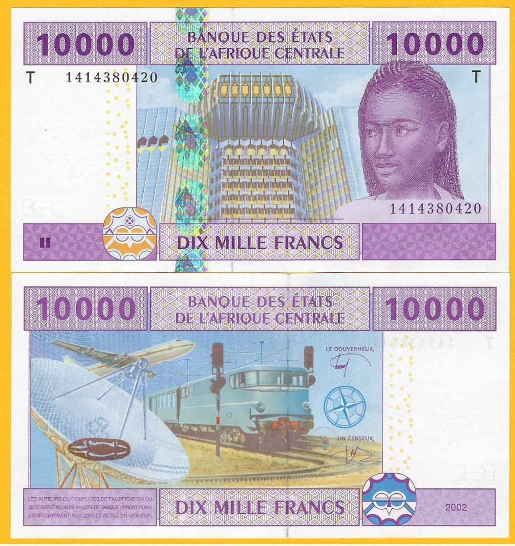 Central African States 10000 (10,000) Francs Rep. Of Congo (T) P-110T 2002 Sign. Tolli & Aleka-Rybert UNC Banknote - Centraal-Afrikaanse Staten