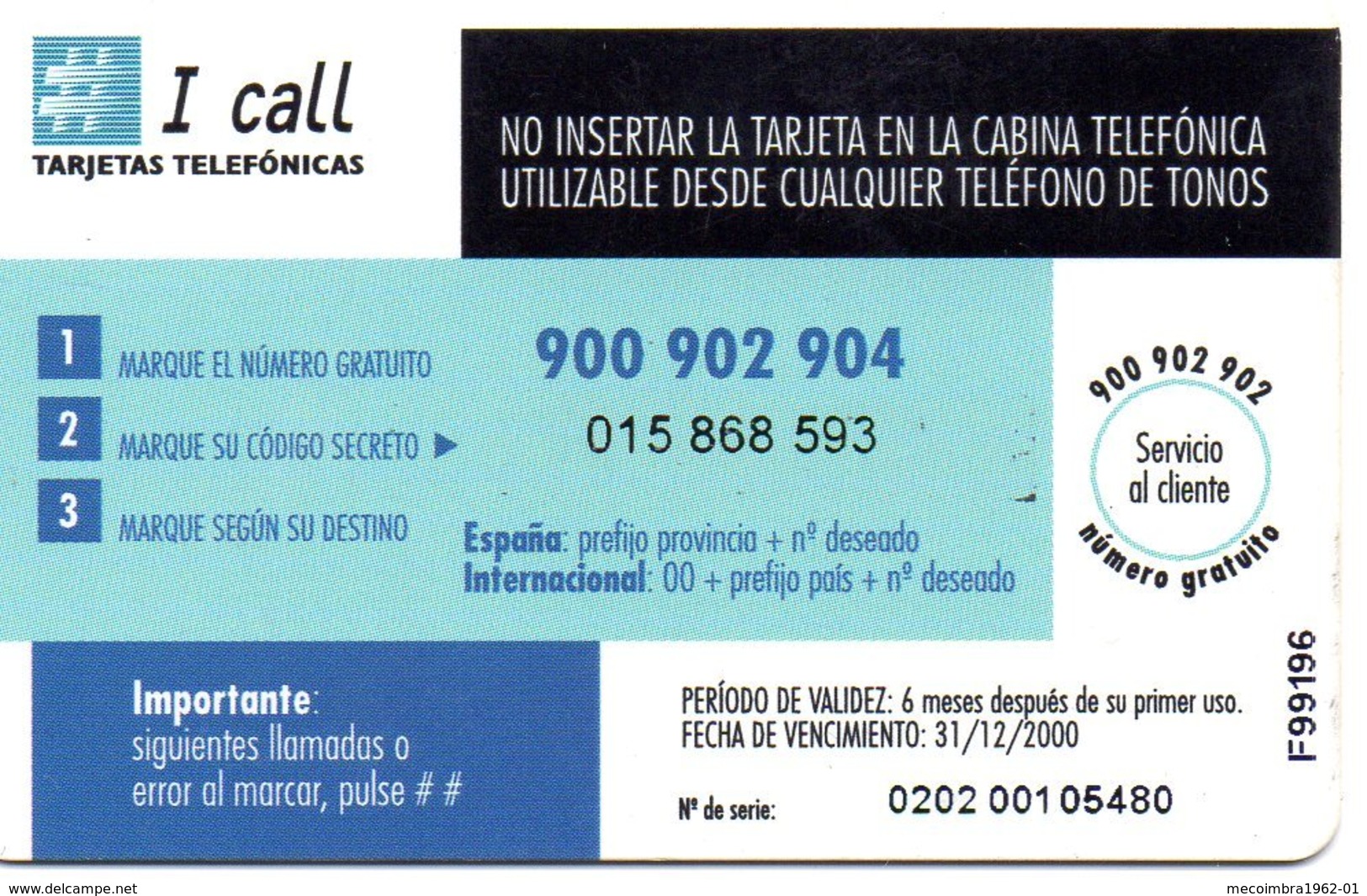 ESPAGNE / CARTE TELEFONICA CALL ESPANA MUNDO 1.000 PTAS - Autres & Non Classés