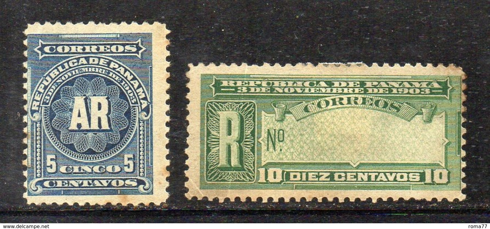 APR2991 - PANAMA 1904 , Raccomandate Yvert N. 42/43  Senza Gomma  (2380A) - Panama