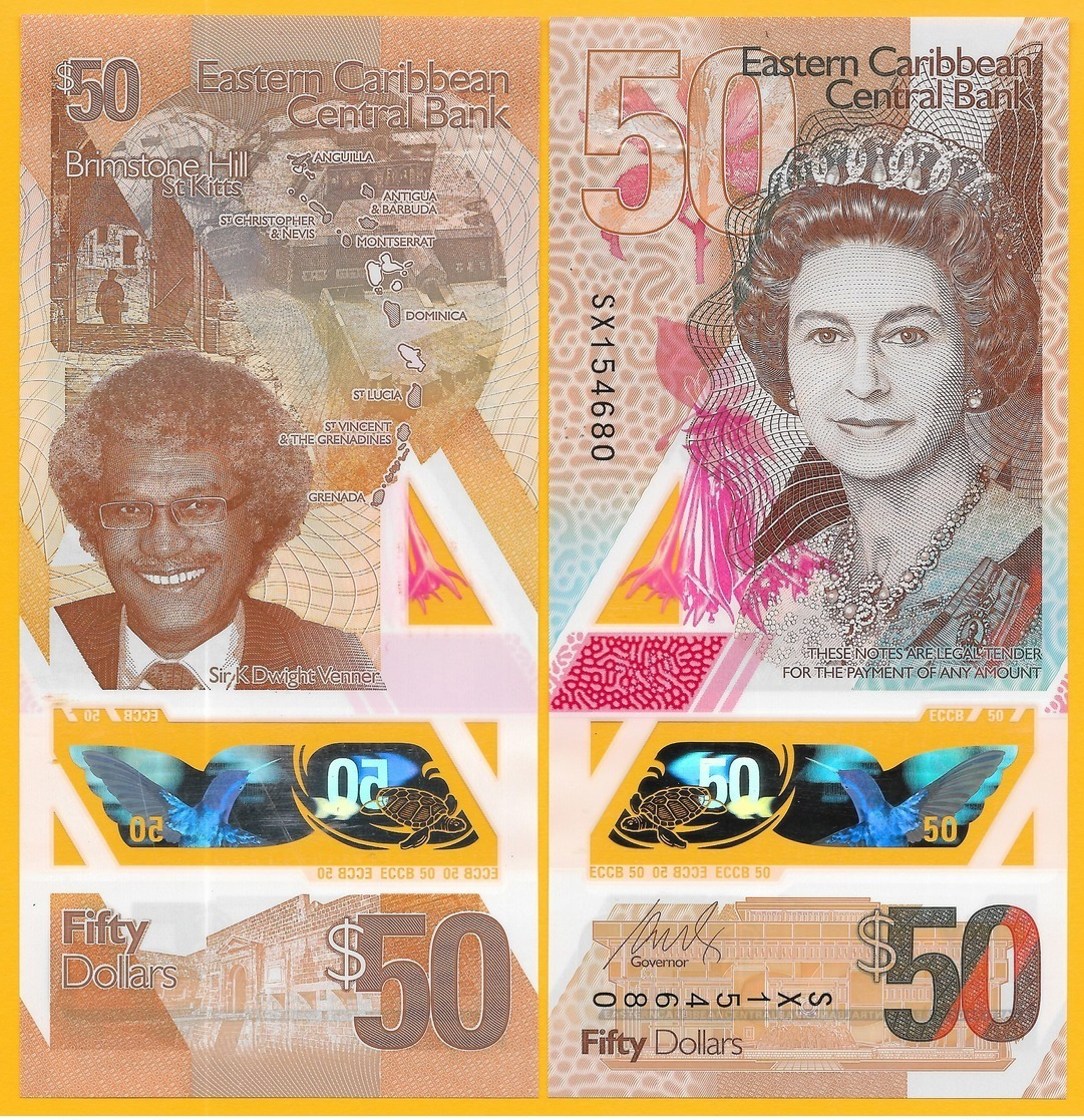 East Caribbean States 50 Dollars P-new 2019 Polymer Banknote UNC - Oostelijke Caraïben