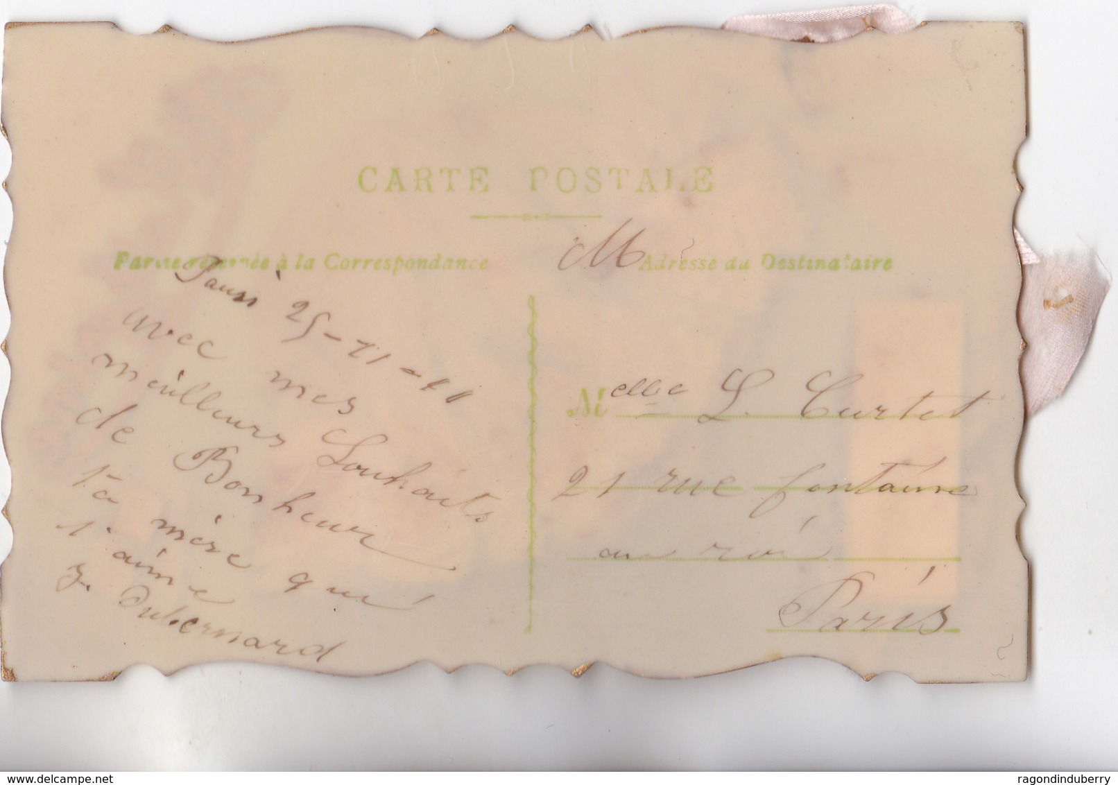 CPA - SAINTE-CATHERINE Avec Bonnet Et Ruban En Tissu Sur Belle Carte Ancienne En Celluloid - Voyagée En 1910 - - Sainte-Catherine