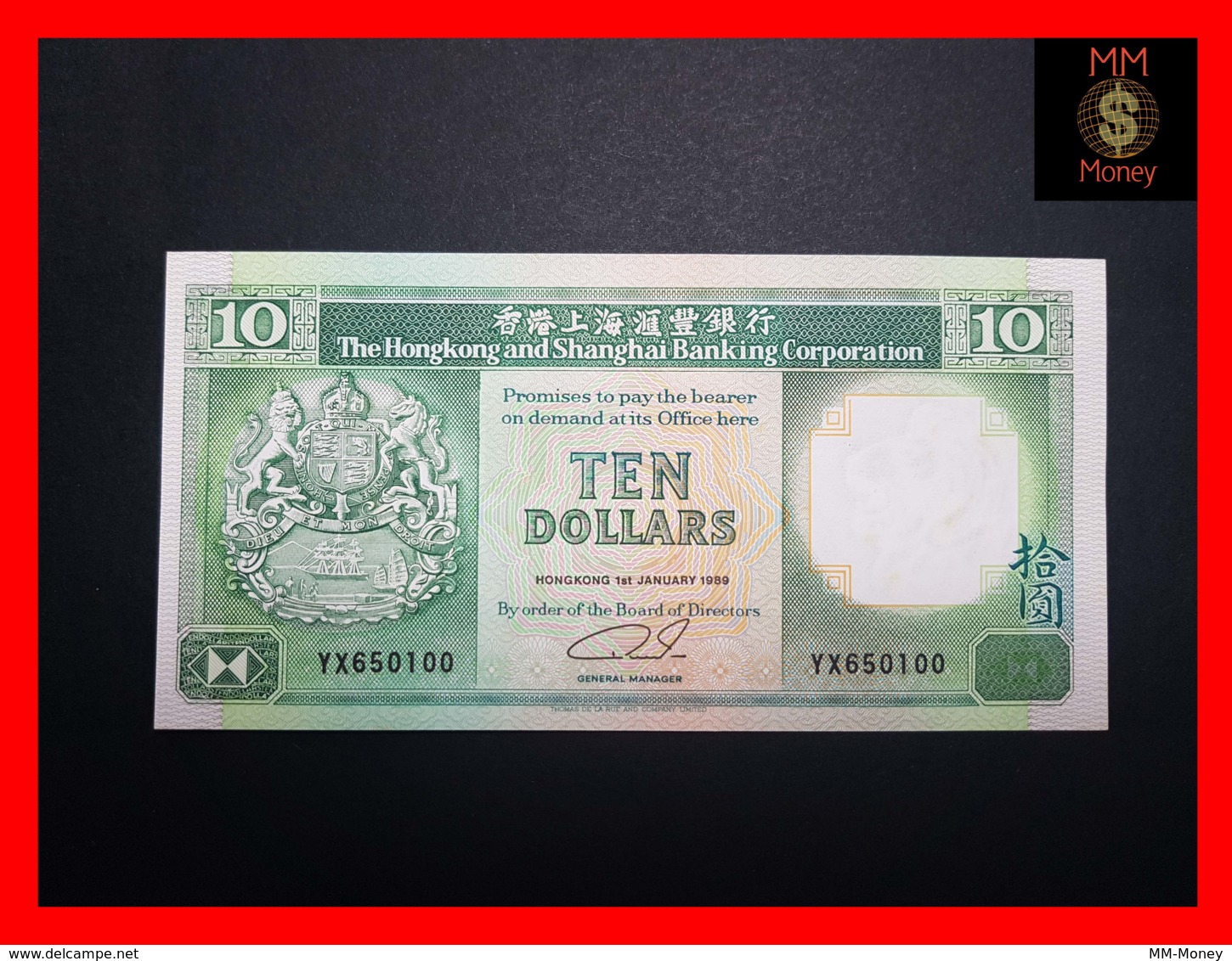 HONG KONG 10 $  1.1.1989  P. 191 C  UNC - - Hong Kong