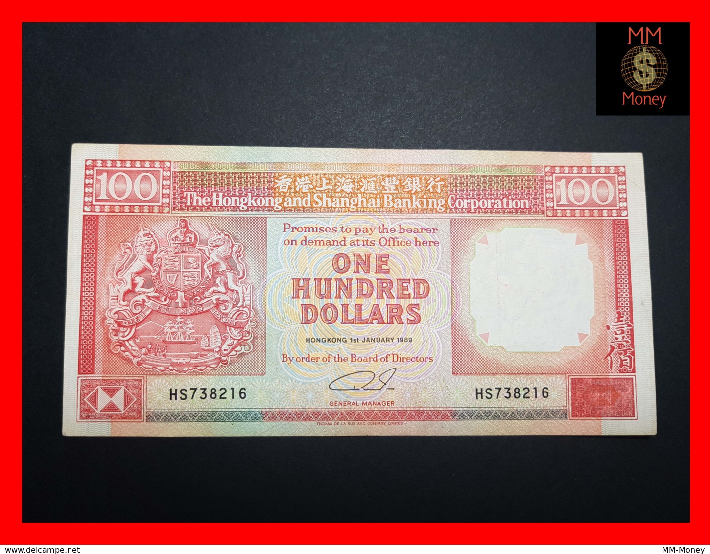 HONG KONG 100 $  1.1.1989  P. 198 A  VF - Hong Kong