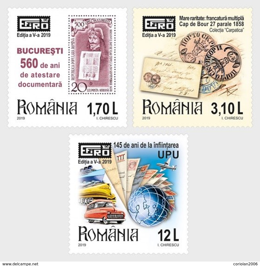 Romania 2019 / Romanian Philatelic Exhibition EFIRO 2019, 5-th Edition / Set 3 Stamps - Philatelic Exhibitions