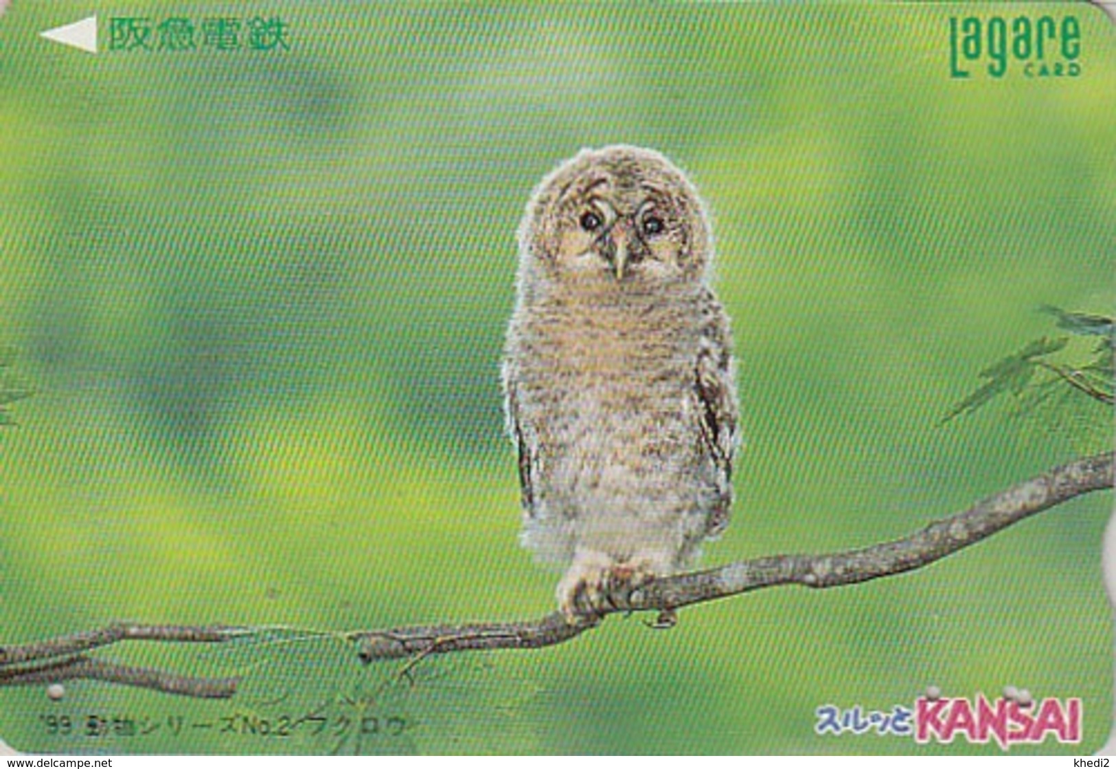 Carte Prépayée JJAPON - Animal -  Oiseau HIBOU - OWL Bird JAPAN Prepaid Lagare Ticket Card - EULE Vogel Karte - 4313 - Hiboux & Chouettes