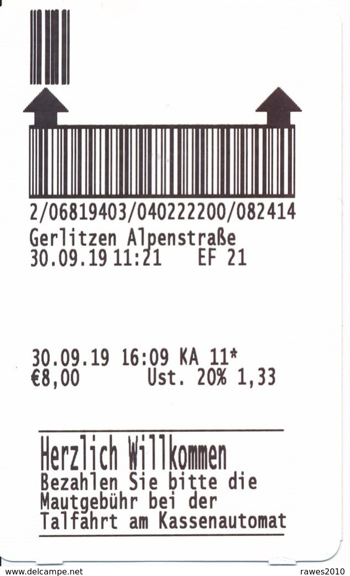 Österreich Eintrittskarte 2019 Gerlitzen Alpenstrasse - Tickets D'entrée