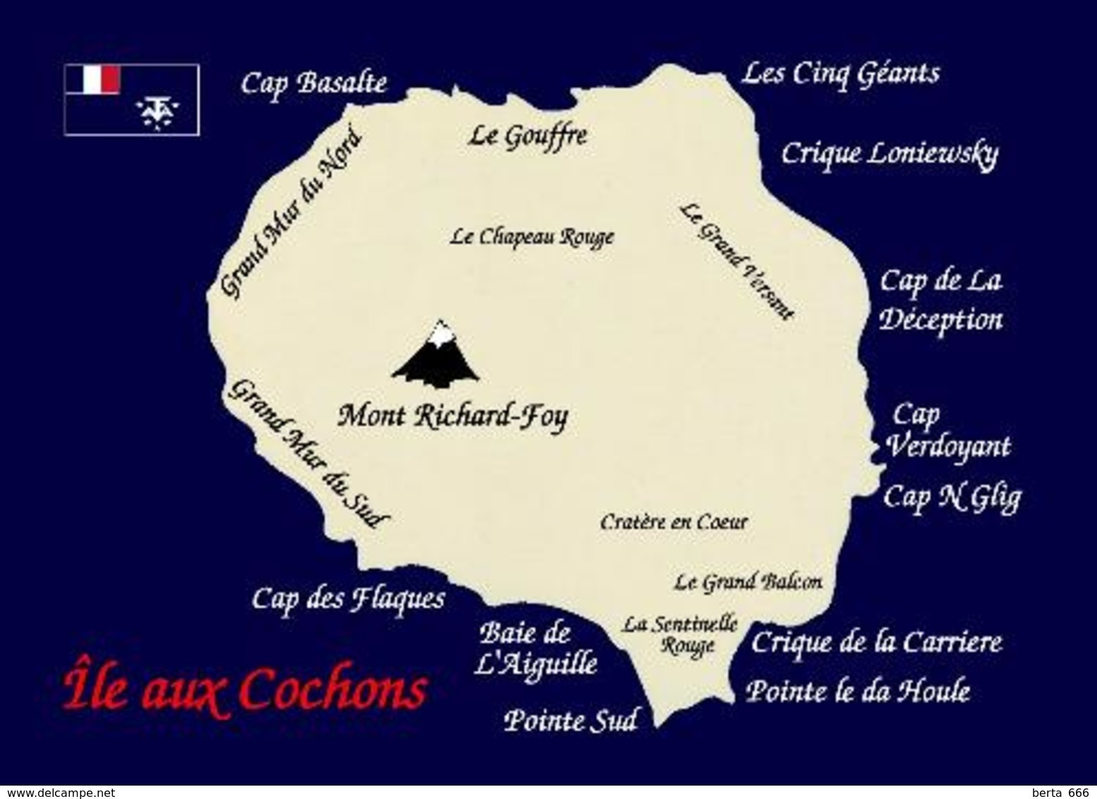 Crozet Islands Pig Island Map Île Aux Cochons TAAF New Postcard Crozetinseln Landkarte AK - TAAF : Territorios Australes Franceses