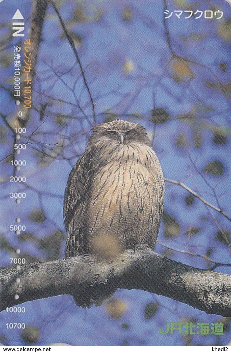 Carte Prépayée JAPON - Animal -  Oiseau HIBOU - OWL Bird JAPAN Prepaid Bus Ticket Card - EULE Vogel Karte - 4317 - Uilen