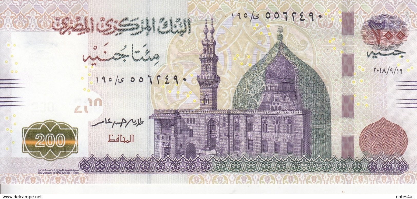 EGYPT 200 POUNDS EGP 2018 P-73b SIG/ T.AMER #24 UNC */* - Egypte