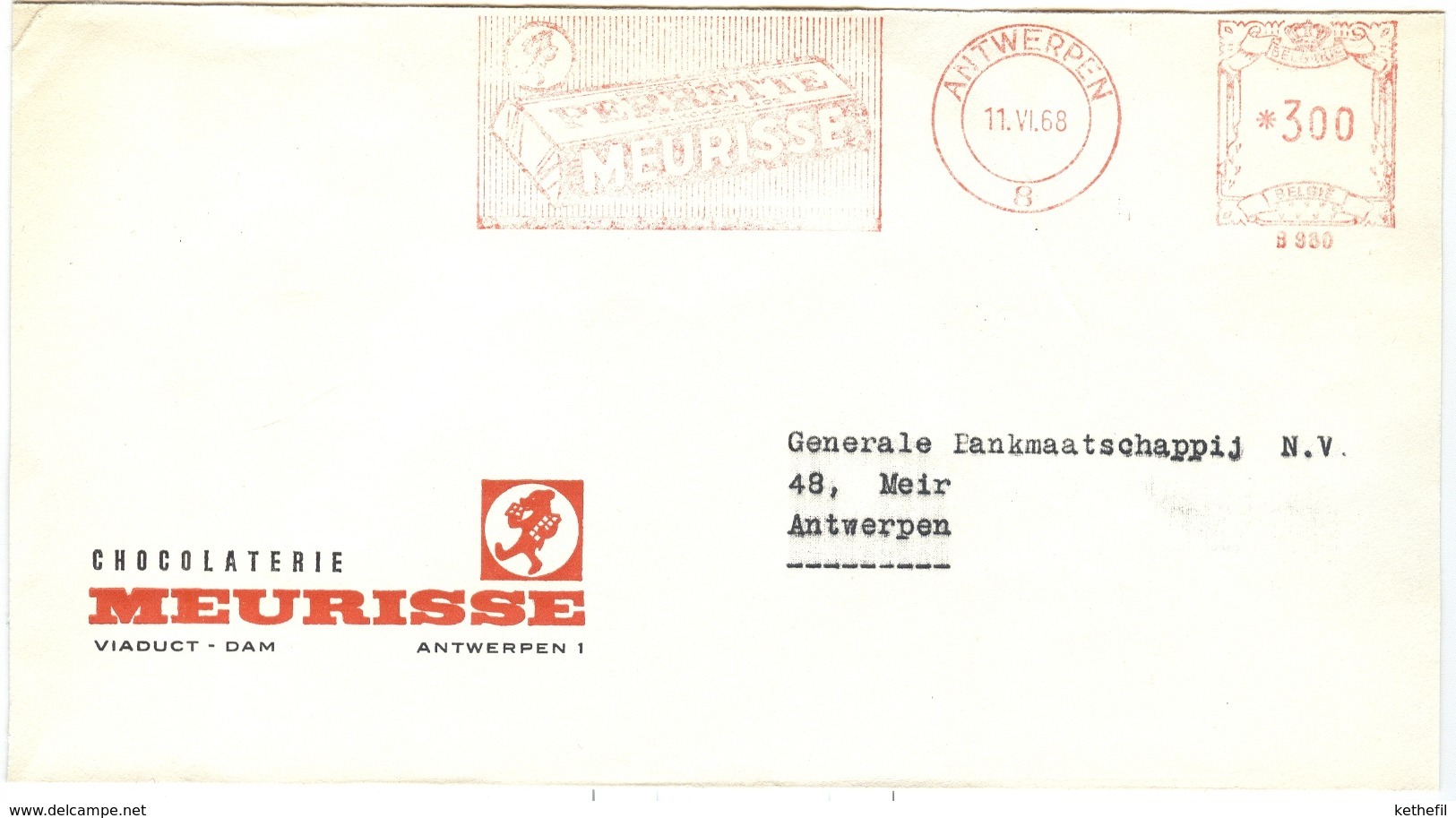 Chocolade/chocolate Meurisse Perrette Wrapper Bar/reep Bear/beer/ours Antwerpen 11.6.1968 3fr B980 - 1960-79