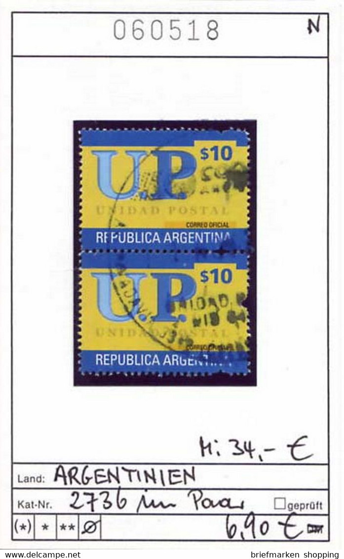 Argentinien - Argentina - Michel 2736 Im Paar / Pair - Oo Oblit. Used Gebruikt - Gebraucht