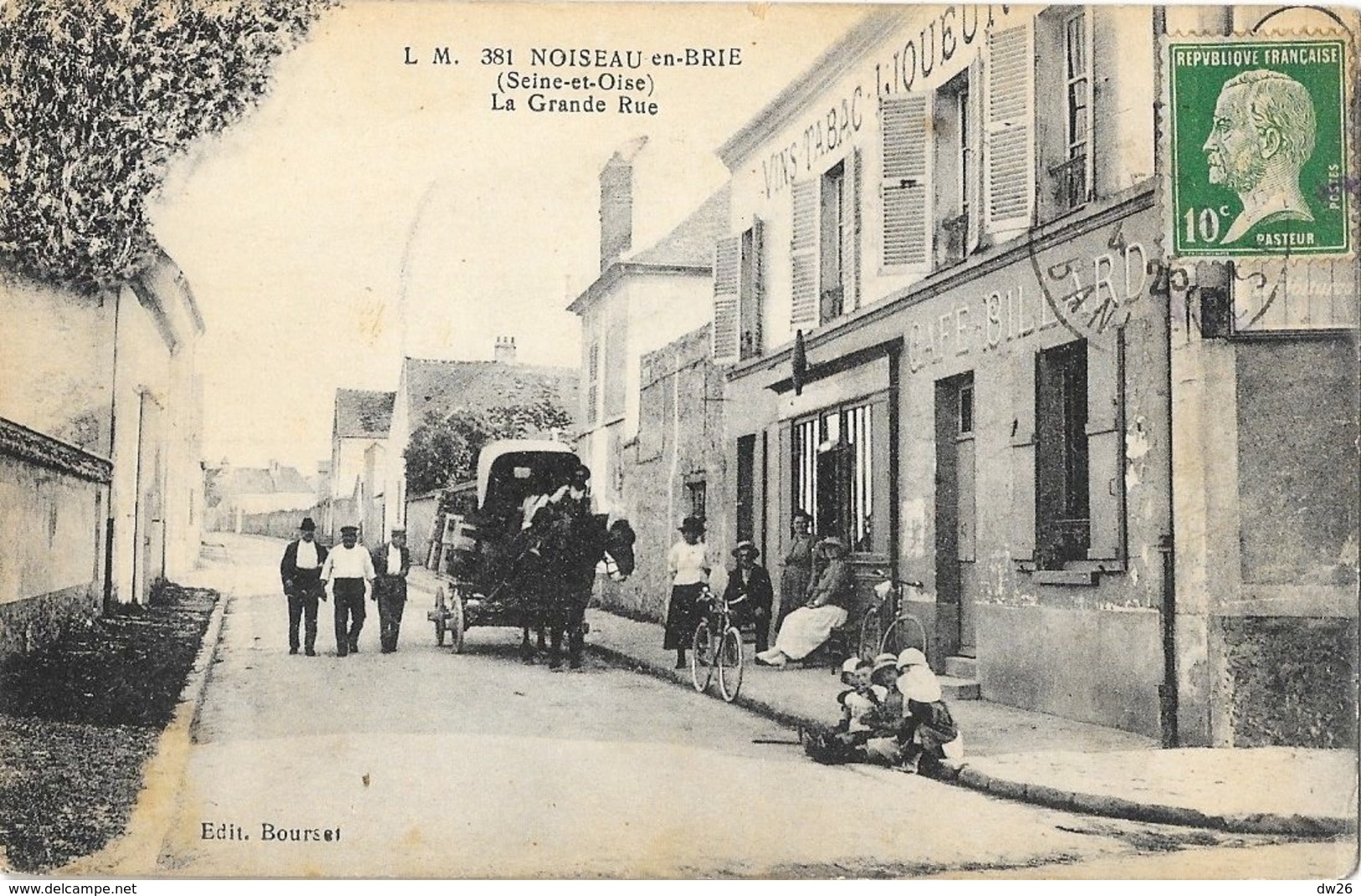 Noiseau-en-Brie (Seine-et-Oise) - La Grande Rue, Belle Animation Devant Le Café-Tabac - Edition Bourset, Carte N° 381 - Noiseau