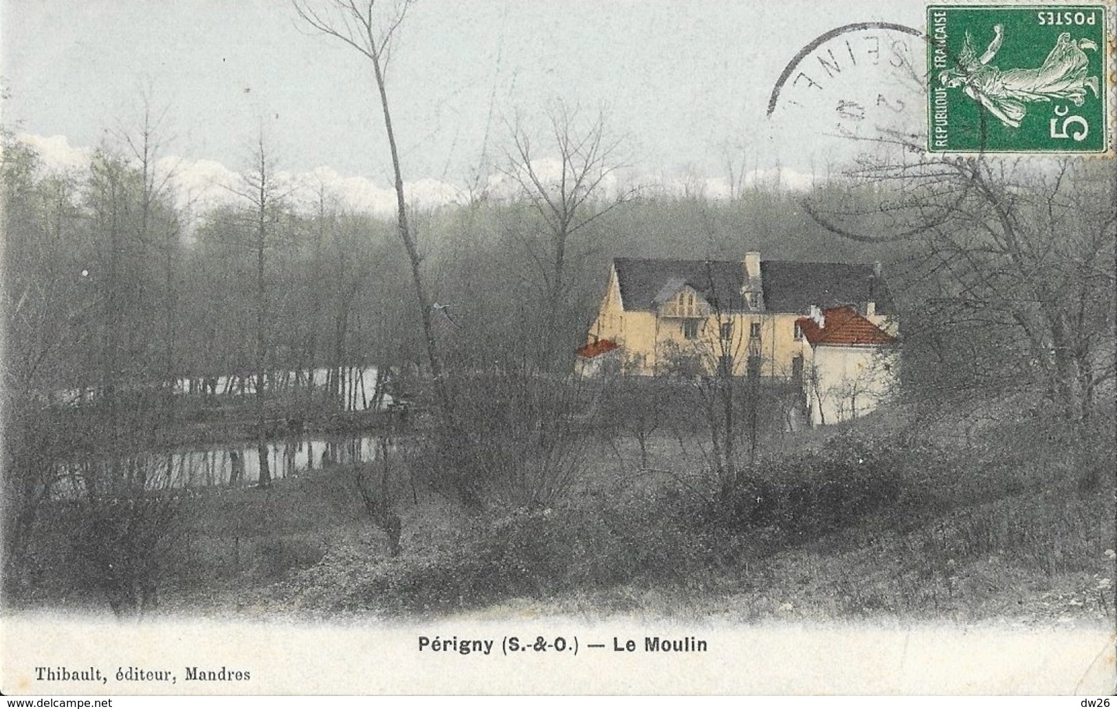 Périgny (Seine-et-Oise) - Le Moulin - Edition Thibault, Semi Aquarelle A. Berger (carte Colorisée) - Perigny