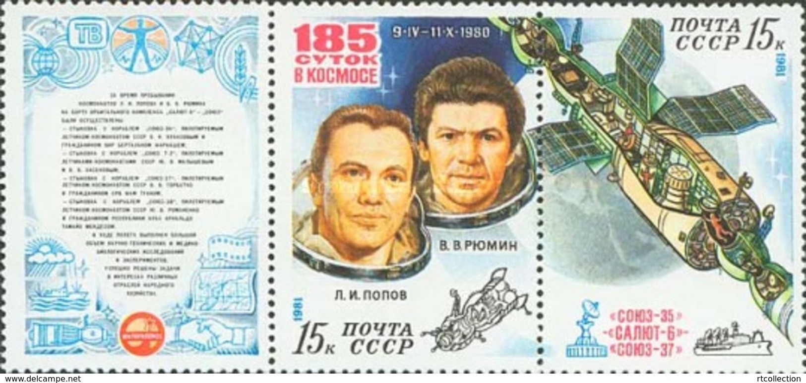 USSR Russia 1981 Space Research On Orbital Complex Flight Cosmonaut People Cosmos Astronauts Sciences Stamps MNH - Astronomy