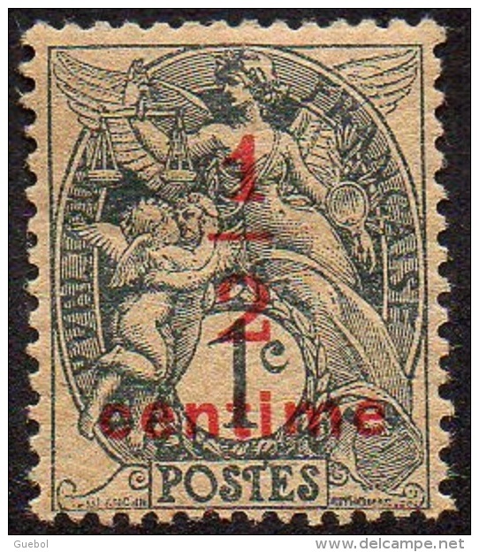France Blanc N°  157 B ** Surcharge à Plat 1/2 C Sur 1ct. Gris-noir Ici Le Type IB Papier GC. - 1900-29 Blanc