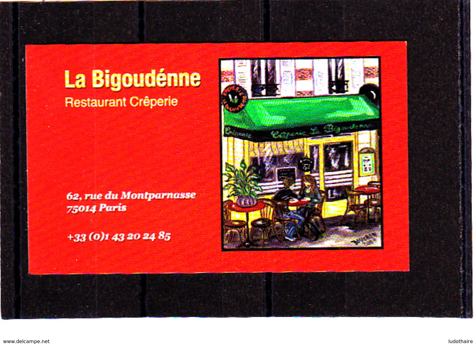 Restaurant Crêperie La BIGOUDENNE /  Montparnasse / Paris 14 - Cartes De Visite