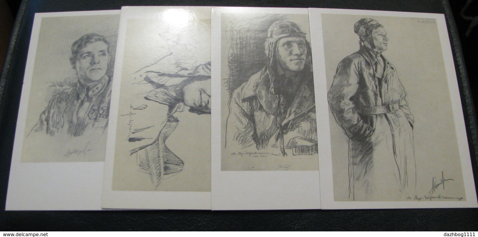 USSR Soviet Russia Unused Postcard Clean Set Of Postcards Pilots Of The Heroic Leningrad 16 Pieces 1985 - Guerra 1939-45