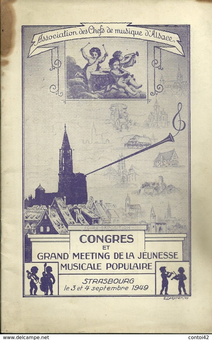 67 STRABOURG PROGRAMME 1949 CONGRES MEETING DE LA JEUNESSE MUSICALE POPULAIRE CHEFS DE MUSIQUE ALSACE - Programmes