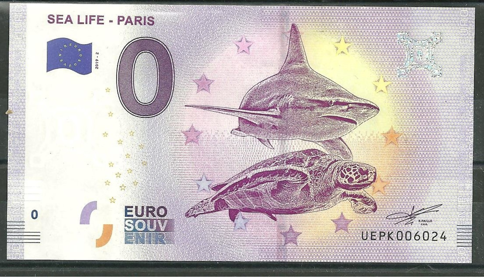 Billet Touristique 0 Euro 2019-2 SEA LIFE PARIS Tortue, Requin - Essais Privés / Non-officiels