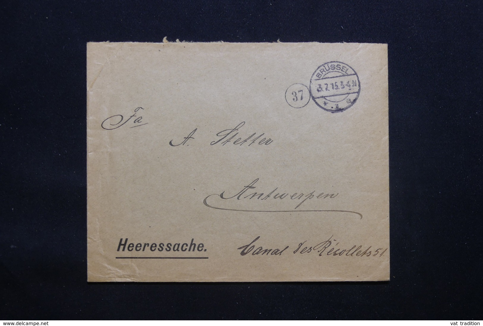 BELGIQUE - Enveloppe De Bruxelles En Franchise Pour Anvers En 1915 Avec Cachet De Contrôle - L 43074 - OC1/25 Gouvernement Général