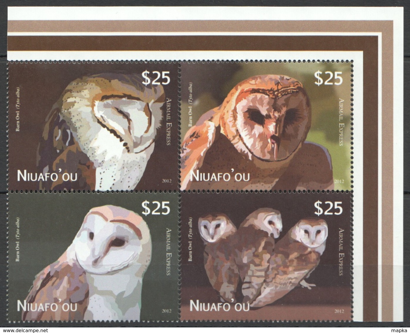 VV322 2012 NIUAFO'OU FAUNA BIRDS OWLS 1SET !!! MICHEL 110 EURO MNH - Eulenvögel