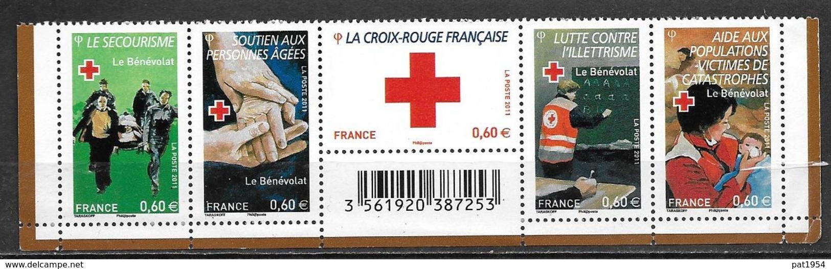 France 2011 N° 4621/4625 Neufs En Bande Croix Rouge Cote 10 Euros - Neufs