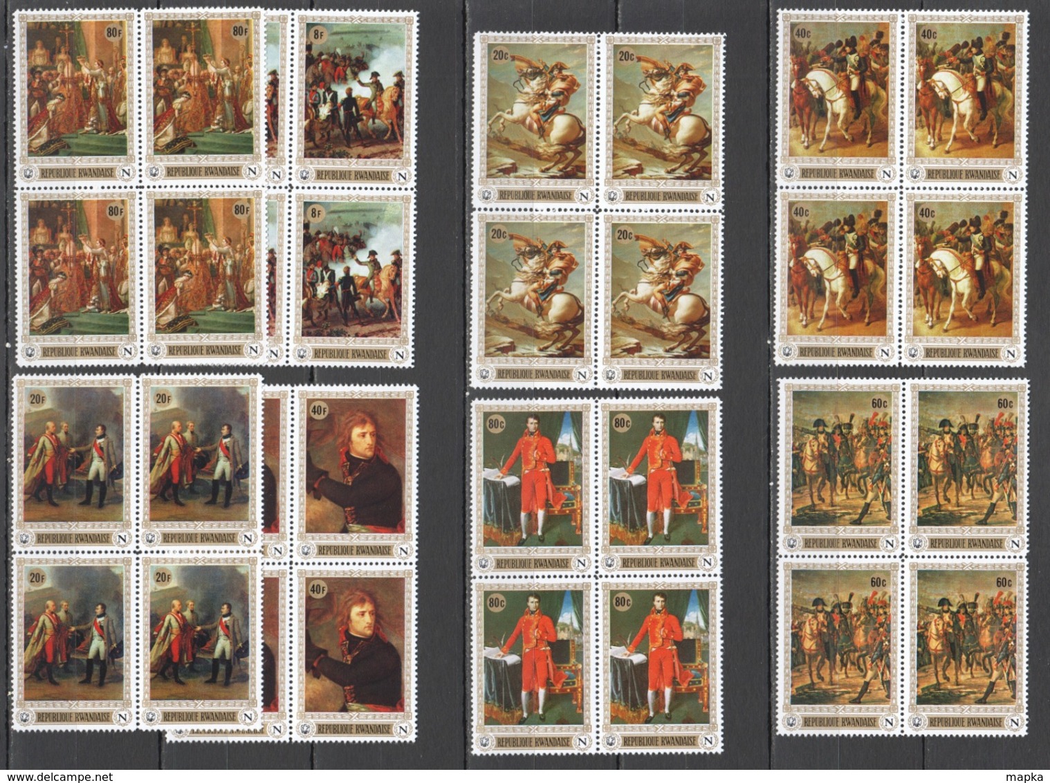 Y211 RWANDA ART PAINTINGS GOLD NAPOLEON BONAPARTE 4SET MNH - Autres & Non Classés