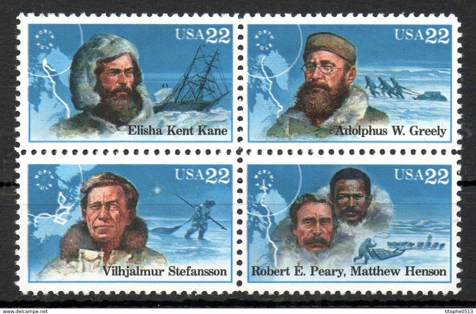 USA. N°1668-71 De 1986. Explorateurs Du Pôle Nord. - Polar Explorers & Famous People