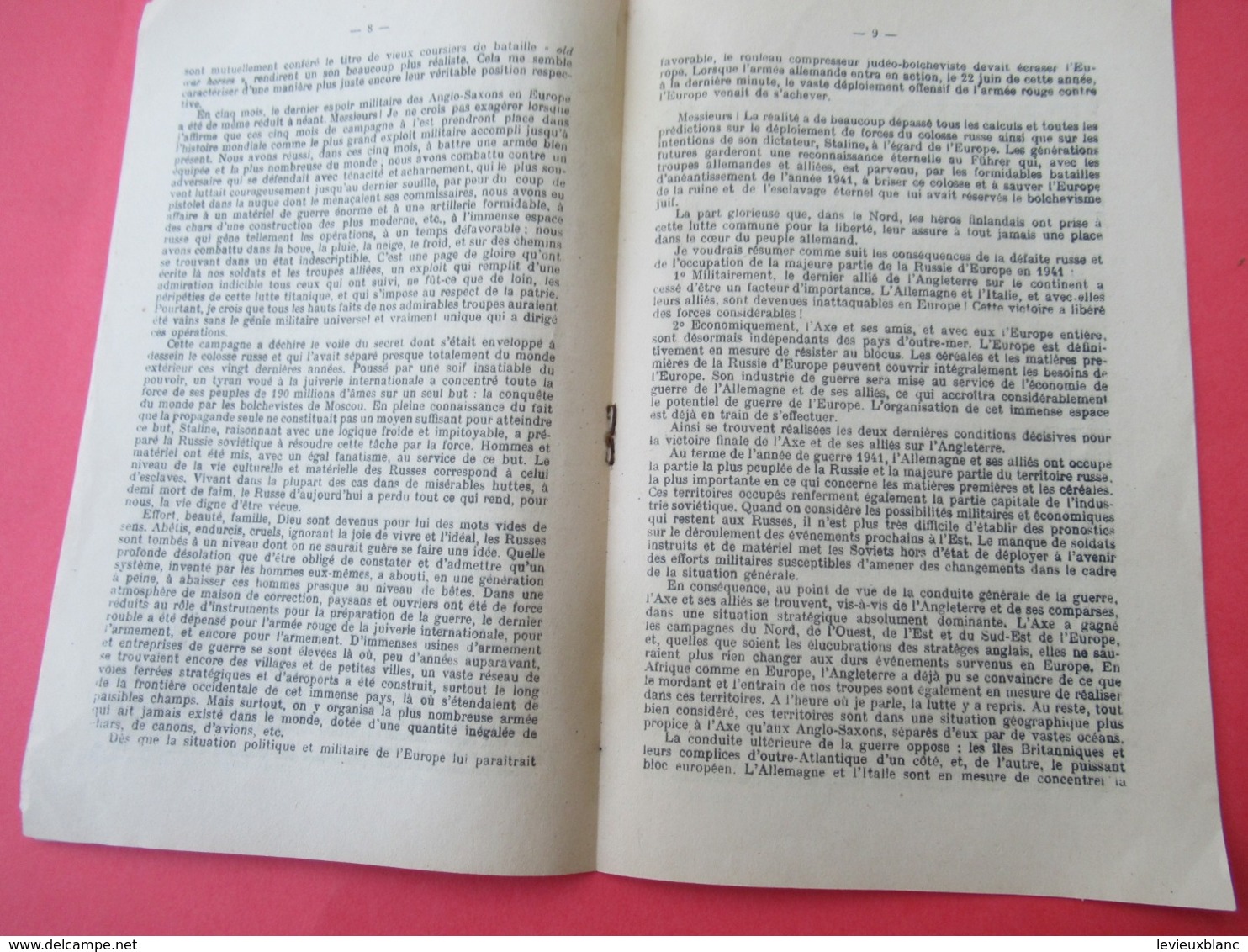 Guerre 39-45/Livret De Propagande/La Lutte De L'Europe Pour Sa Liberté/Discours/Von ROBBENTROP/ Berlin / 1941   LIV181 - 1901-1940