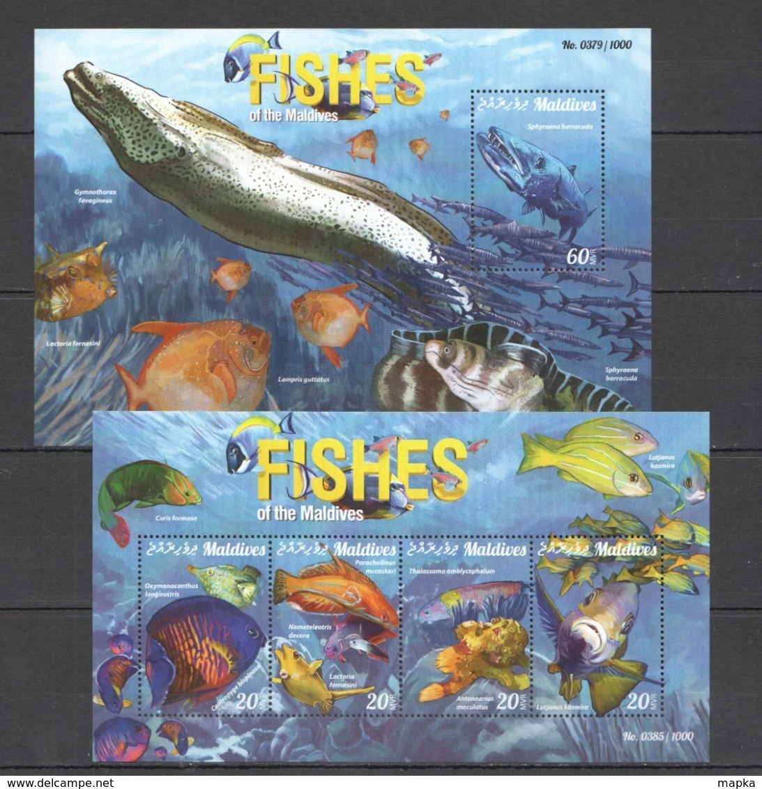 ML103 2015 MALDIVES FAUNA MARINE LIFE FISHES KB+BL MNH - Marine Life