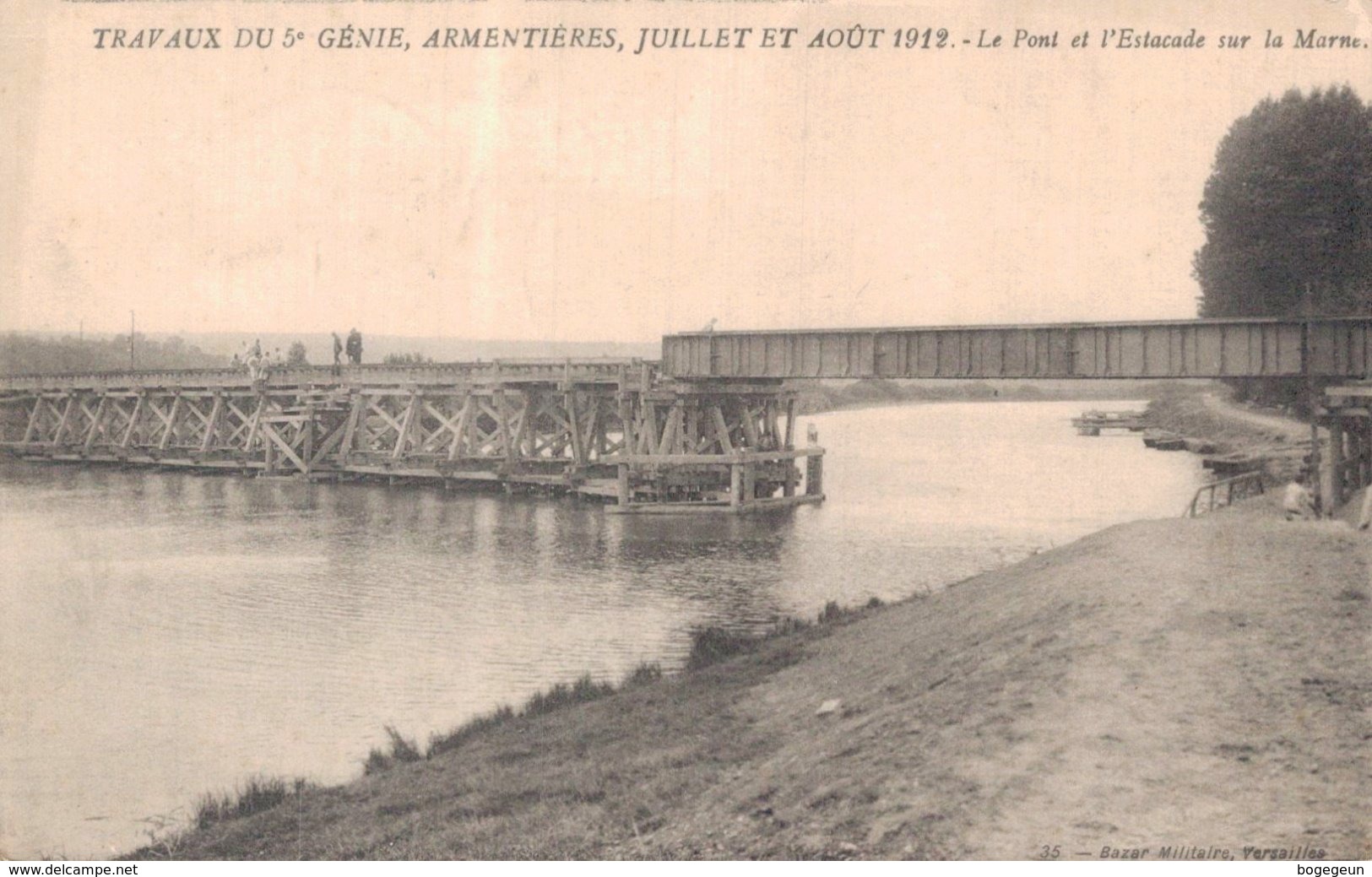 77 Travaux Du 5° Génie ARMENTIERES Juillet Et Août 1912 Le Pont Et L'Estacade Sur La Marne - Altri & Non Classificati