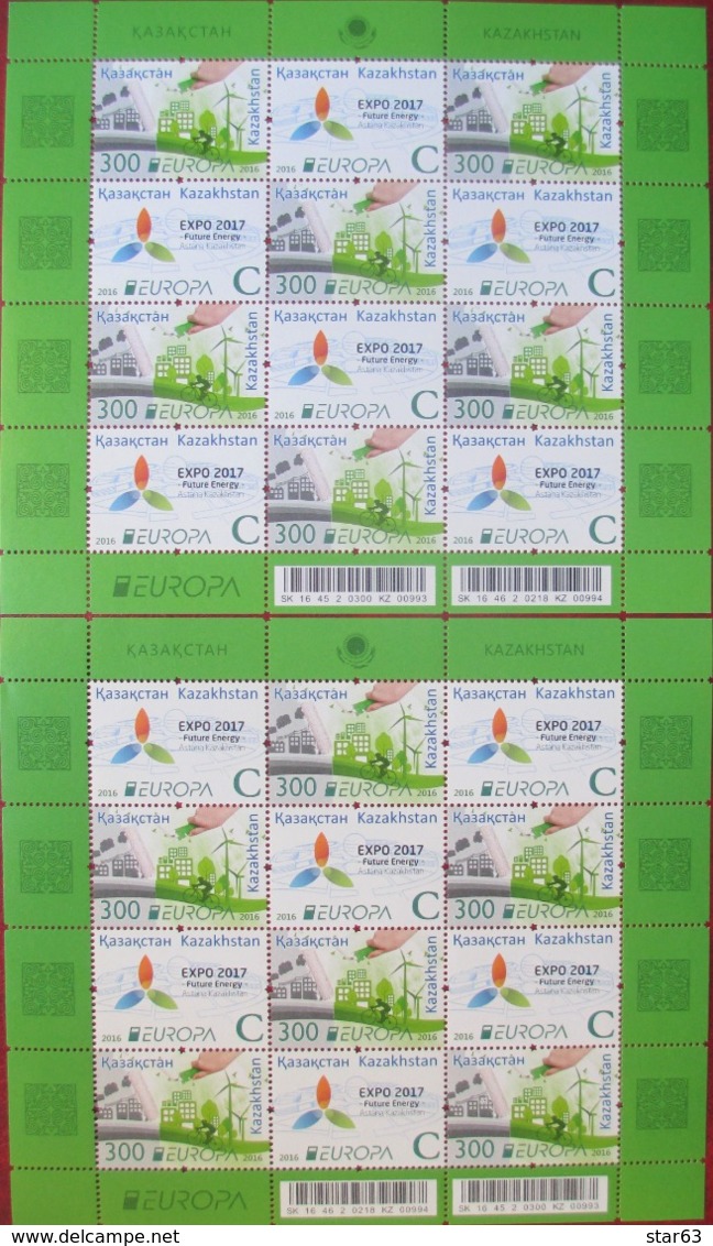 Kazakhstan  2016  Europa -CEPT  Type 1 +2 Think Green. Expo 2017    2 M/S  MNH - 2016