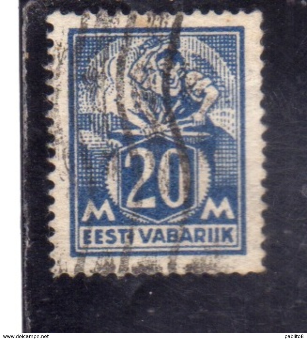 ESTONIA EESTI VABARIIK ESTLAND ESTONIE 1922 1925 BLACKSMITH MANISCALCO 20m USATO USED OBLITERE' - Estonia