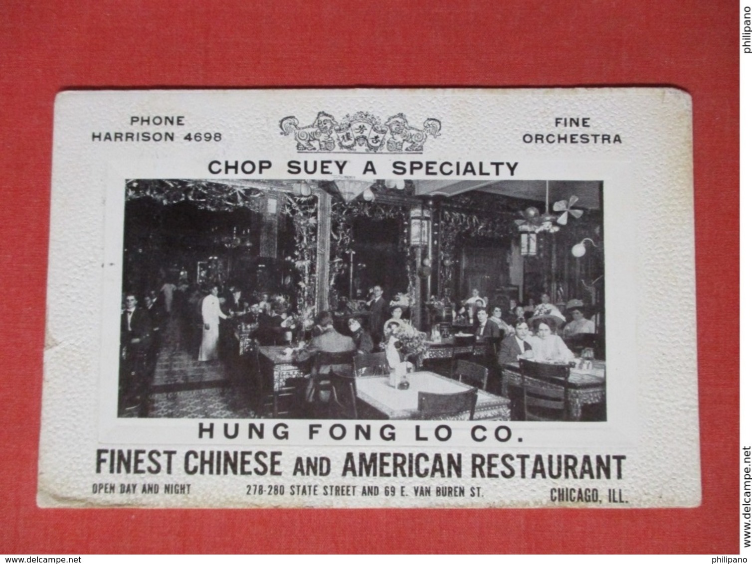 Hung Fung Lo Co. Chop Suey A Specialty  Chinese & American Restaurant  Illinois > Chicago   Ref 3662 - Chicago