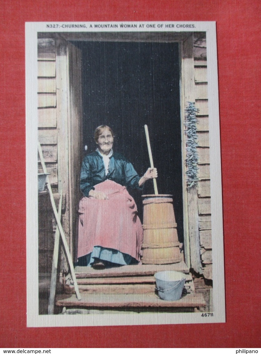 Churning Mountain Woman At One Of Her Chores  Ref 3662 - Other & Unclassified