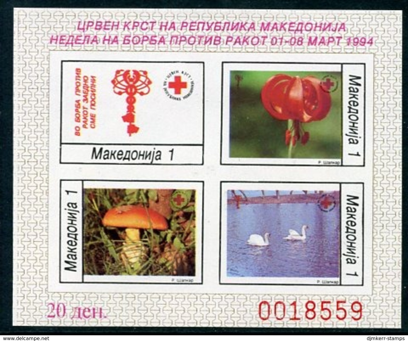 MACEDONIA 1994 Anti-Cancer Week Imperforate Block MNH / **.  Michel Block 10B - North Macedonia