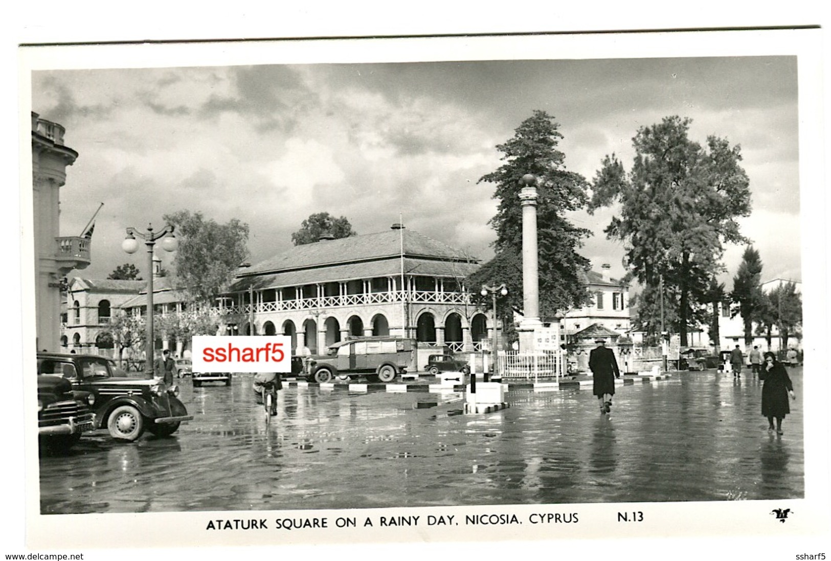 Cyprus Nicosia Ataturk Square On A Rainy Day With Old Cars And Street Life 1930'ies? - Cipro