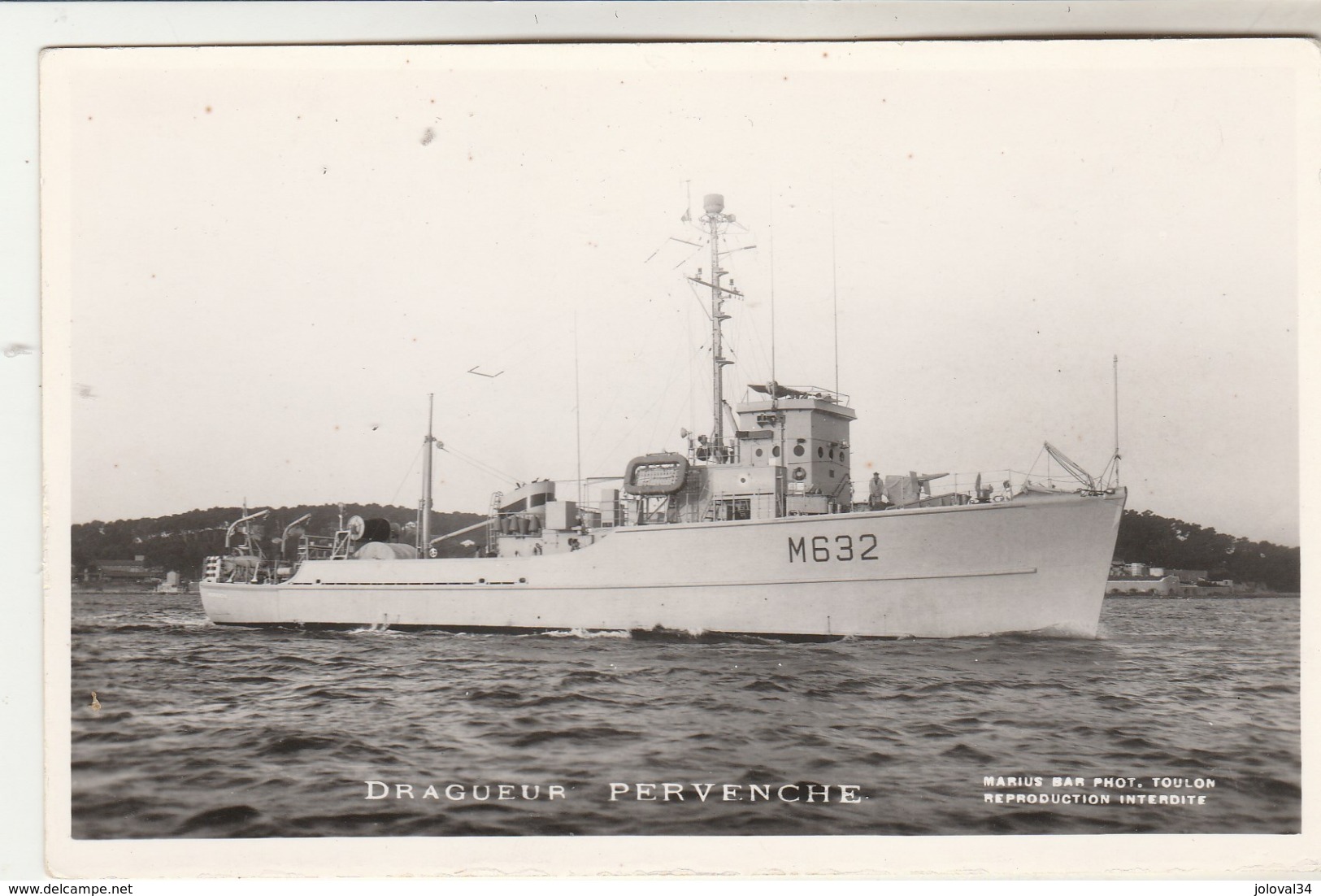 Bateau - Dragueur PERVENCHE - Marine Nationale - Carte Photo Marius Bar - Non écrite - Guerra