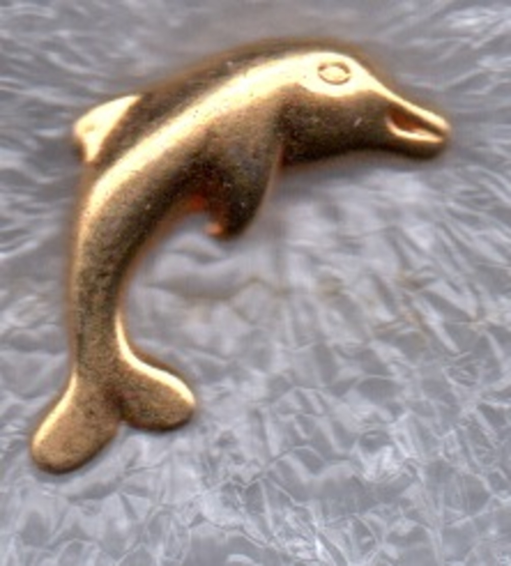 Pin's Pins Dauphin Dolphin Delphin 20mm Doré - Tiere