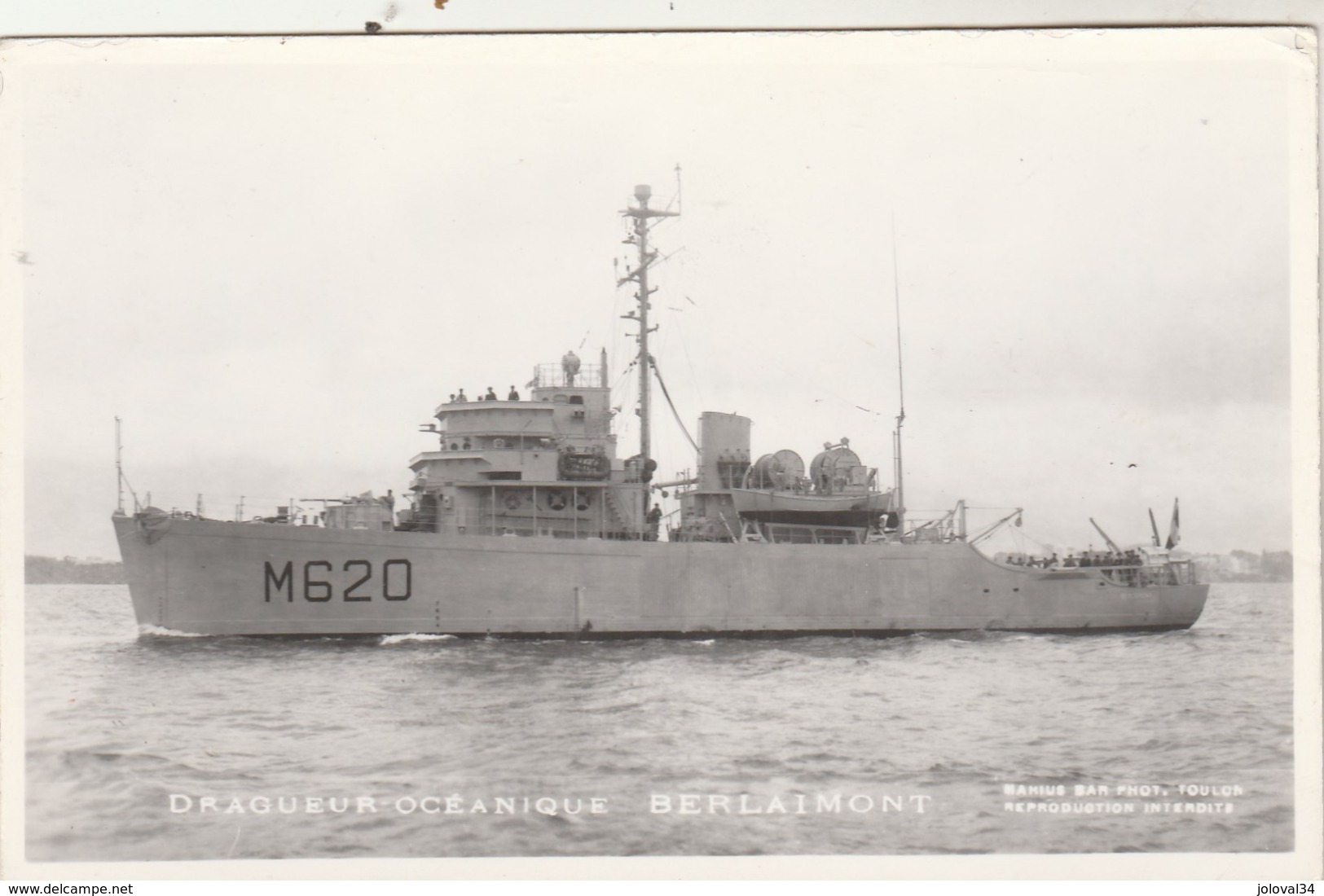 Bateau - Dragueur Océanique BERLAIMONT - Marine Nationale - Carte Photo Marius Bar - Non écrite - Warships