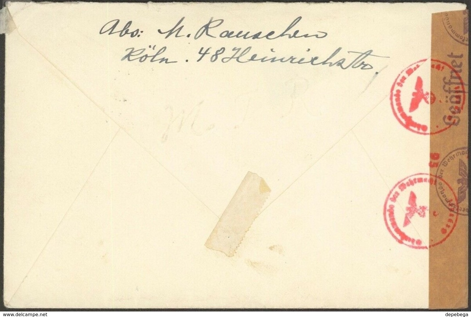 Germany - WWII, Censored Cover, MiNr. 751, 752, 753, 754, 756, 758. Köln 18.11.1940 To Belgium. - Covers & Documents