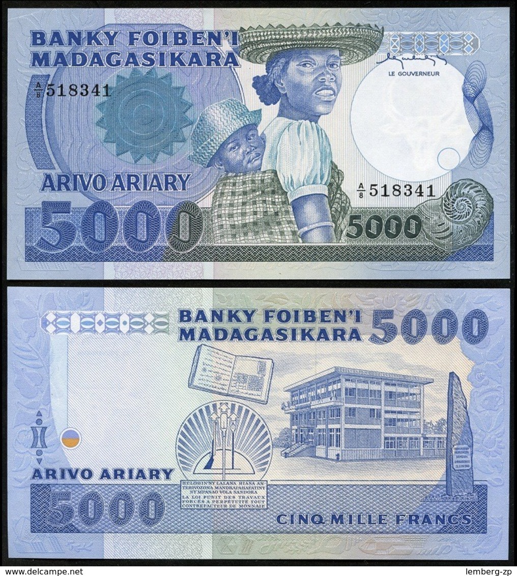 Madagascar - 5000 Francs 1983 - 1987 UNC Pick 69a Lemberg-Zp - Madagascar