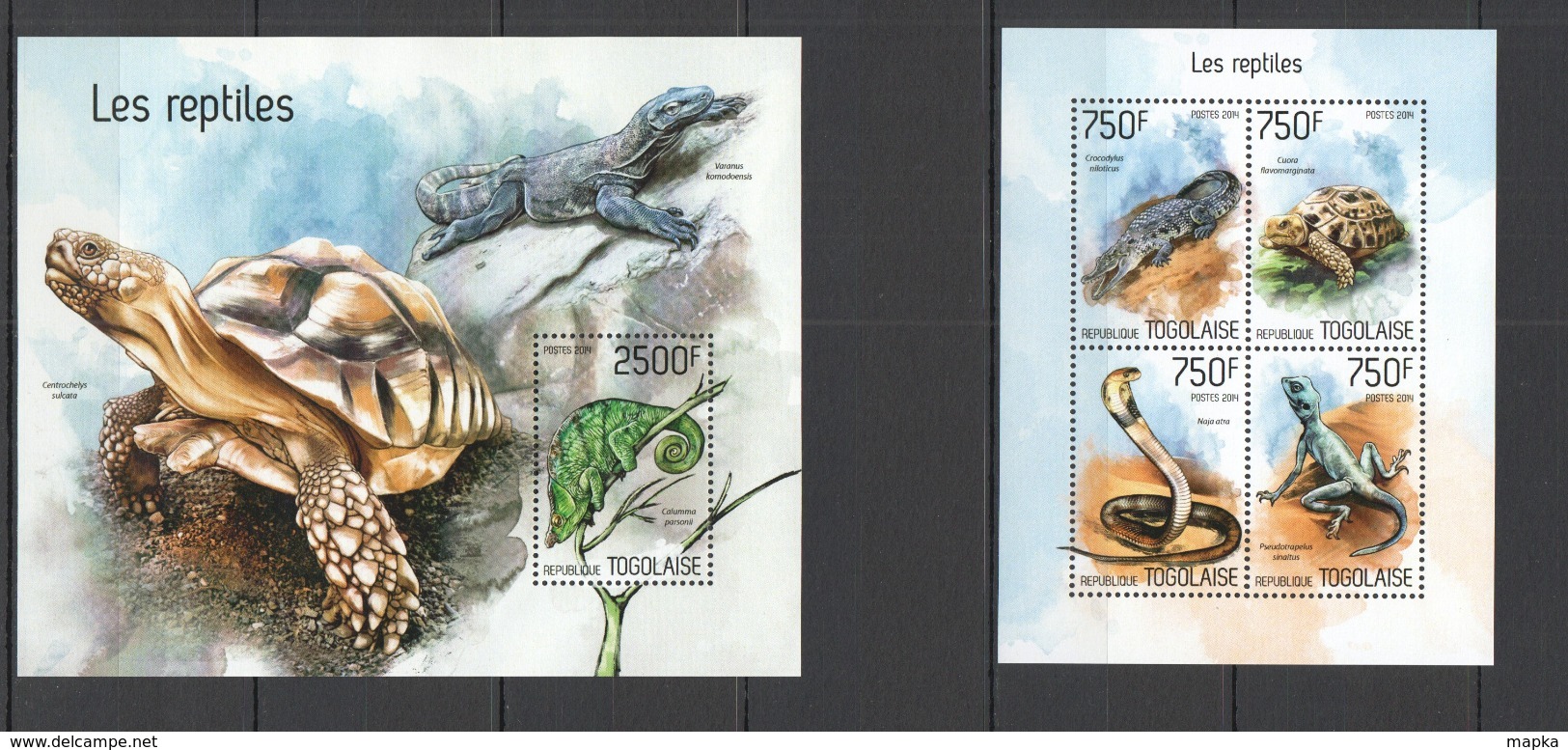 TG425 2014 TOGO TOGOLAISE FAUNA REPTILES TURTLES LIZARDS SNAKES CROCODILES KB+BL MNH - Otros & Sin Clasificación