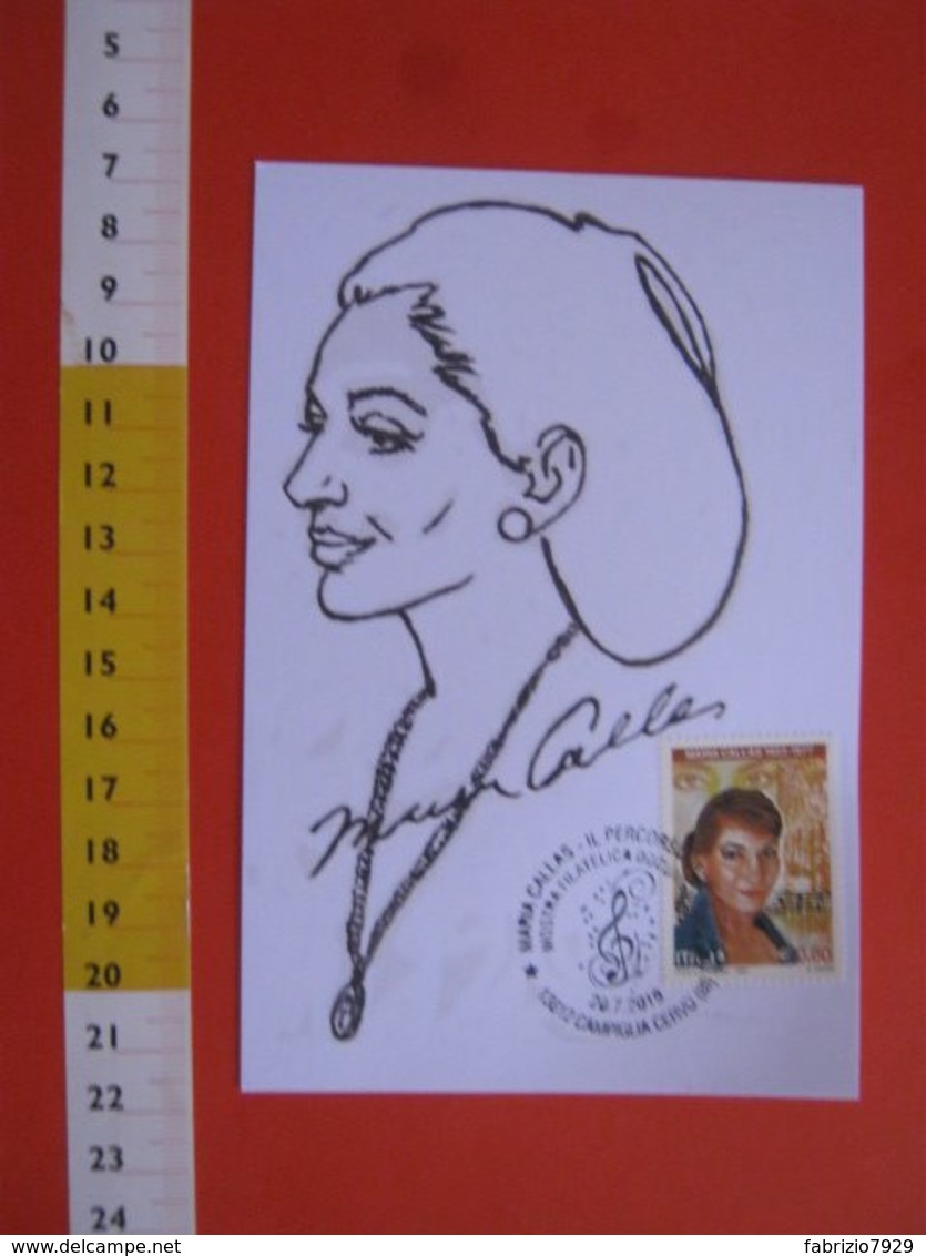 A.04 ITALIA MAXIMUM CARD - 2019 CAMPIGLIA CERVO BIELLA MOSTRA MARIA CALLAS CHIAVE VIOLINO OPERA SOPRANO TEATRO THEATER - Altri & Non Classificati