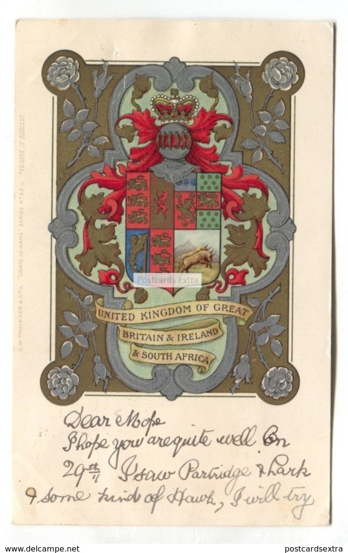 South Africa - Coat Of Arms - 1904 Used South Africa Postcard - South Africa